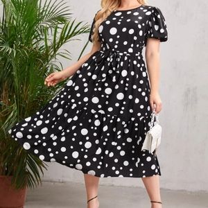 Polka dot backless dress 2X